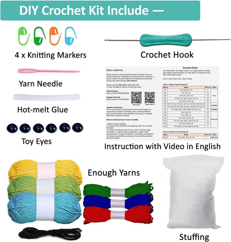 ArtBee Crochet Kits for Beginners Set of 3 Dinosaurs Knitting Kit Crochet Starter Kit for Beginners Adults with Yarn Hook Needle StepbyStep Video Tutorials - Image 3