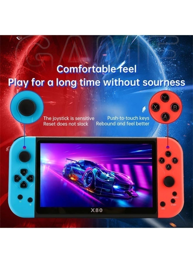 SMARTX X80 Retro Handheld Game Console – 7” HD Display, 10,000+ Built-in Classic Games, Supports 10 Emulators, Expandable TF Card up to 16GB, Portable Gaming Device for Kids & Adults - Image 5