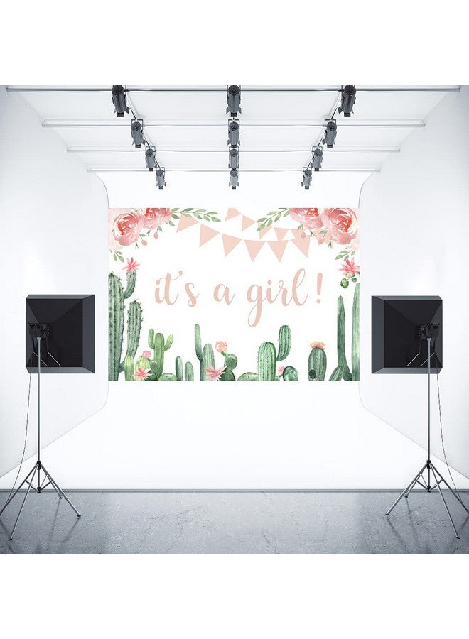 Aperturee It'S A Girl Baby Shower Backdrop Cactus Pink Floral Fiesta Mexican Princess Flowers Kids Photography Background Portrait Party Decorations Banner Photo Booth Studio Props Supplies 7X5Ft - Image 5