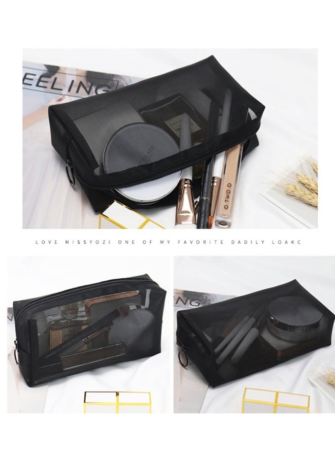 QINGYAN 3-Piece Clear Makeup Bags - Different Sizes Travel Toiletry Bags, Makeup Bags Carry On Toiletry Bags Multiple sizes to suit all your needs  (Black) - Image 2