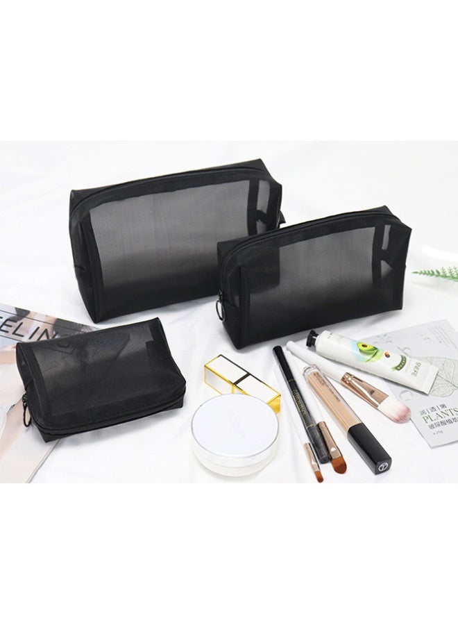 QINGYAN 3-Piece Clear Makeup Bags - Different Sizes Travel Toiletry Bags, Makeup Bags Carry On Toiletry Bags Multiple sizes to suit all your needs  (Black) - Image 4