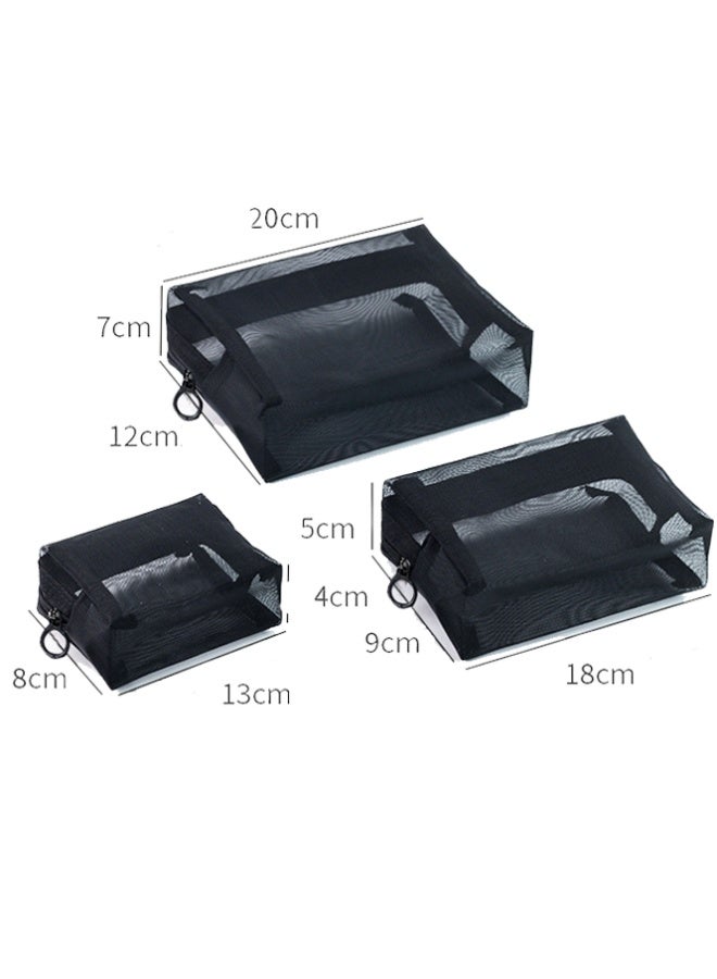 QINGYAN 3-Piece Clear Makeup Bags - Different Sizes Travel Toiletry Bags, Makeup Bags Carry On Toiletry Bags Multiple sizes to suit all your needs  (Black) - Image 5