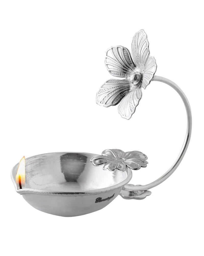 PRD CARATCAFE PRD CARATCAFE Pure Silver 925 Diya Deepak For Pooja Mandir Flower Shape NET WEIGHT 30 Grams Diwali Gifts Silver 