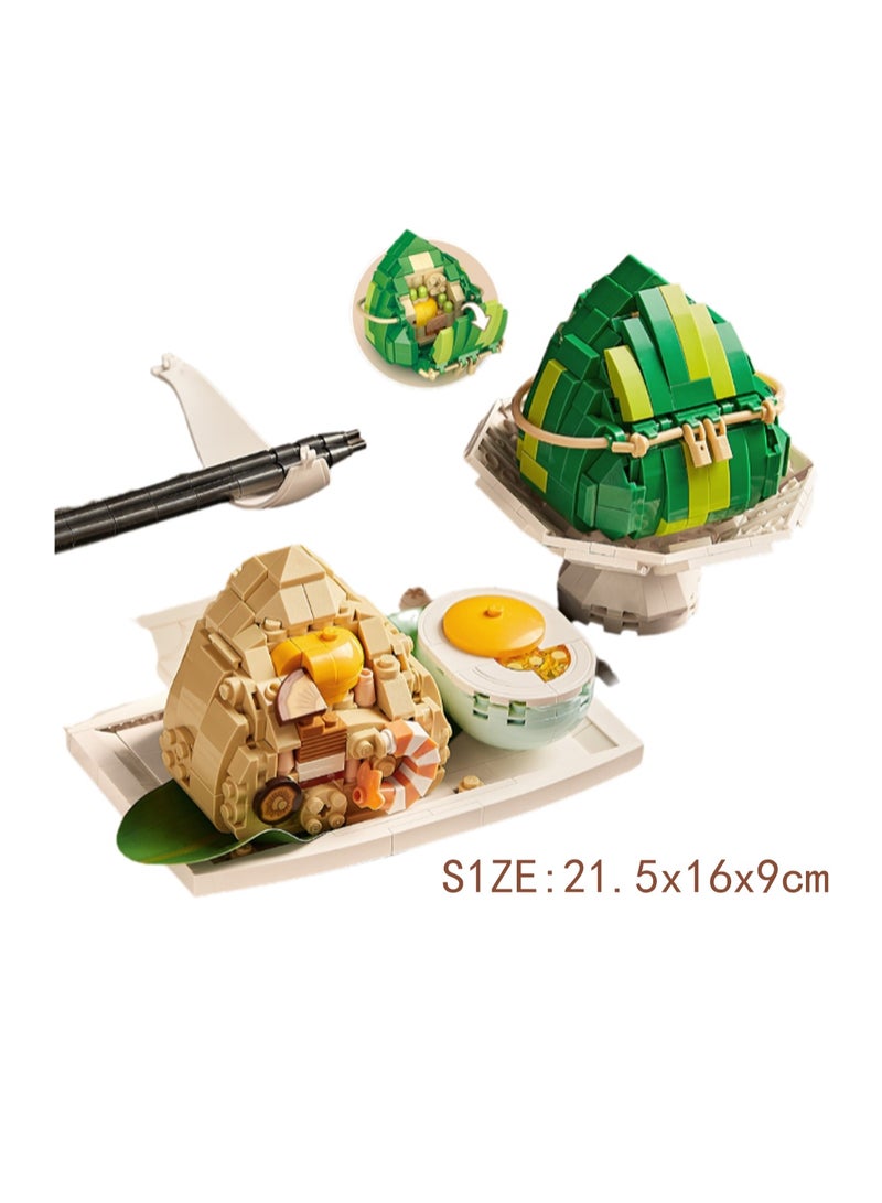 751pcs Zongzi Model Set Building Blocks Creative Diy Assembly Simulation Food Assembly Toys Children Adult Home Furnishings - Image 2