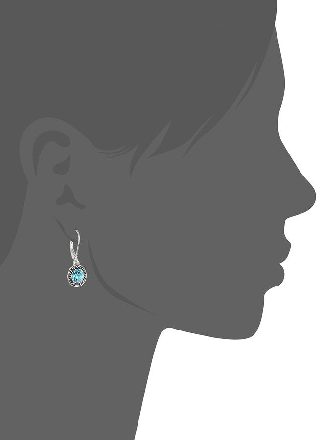 Napier "Classics" Silver-Tone and Aqua Crystal Drop Earrings - Image 2