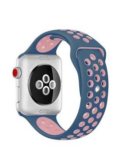 Breathable Silicone Sports Replacement Band For Apple Watch Series 4/5/6/7/SE 38/40/41mm Ocean Blue / Light Pink