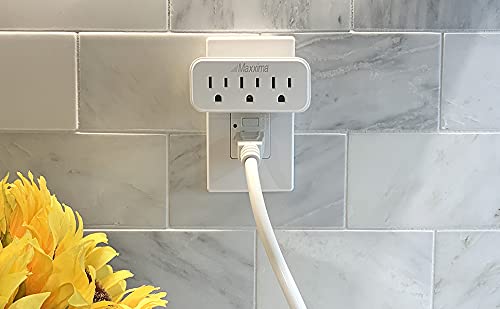 Maxxima 3 Grounded Multi Outlet Adapter Wall Plug - Outlet Extender Wall Tap, Turns 1 Outlet into 3, Indoor 3 Way Plug Splitter - White - 4 Pack - Image 4
