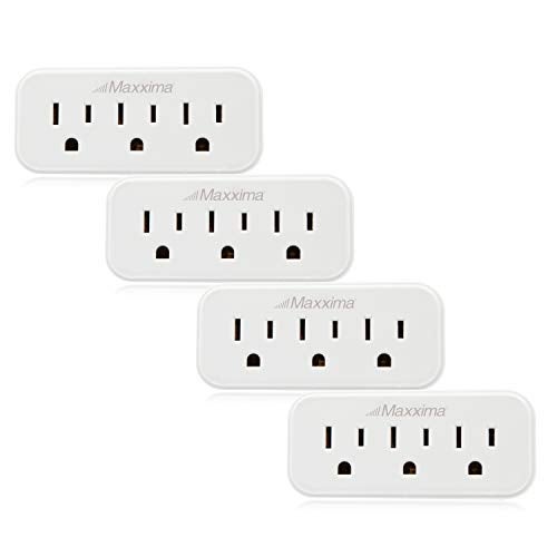 Maxxima 3 Grounded Multi Outlet Adapter Wall Plug - Outlet Extender Wall Tap, Turns 1 Outlet into 3, Indoor 3 Way Plug Splitter - White - 4 Pack - Image 1