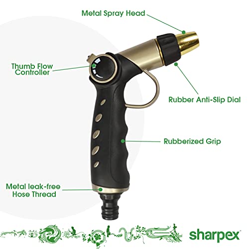 Sharpex 4 Mode Water Spray Gun for Garden Hose Nozzle, Lawn, Pet Cleaning, Car Washer, Bike Washing Spray Gun - Heavy Duty Multi Adjustable 4 Mode High Pressure Water Sprayer Gun (Black and Gold) - Image 3