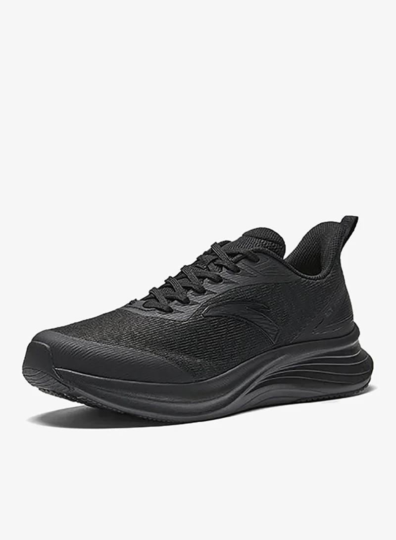ANTA Lightweight Shock-Absorbing Running Shoes 2025 New Arrival Abrasion Resistant Non-Slip Plaid Sports Running Shoes Black