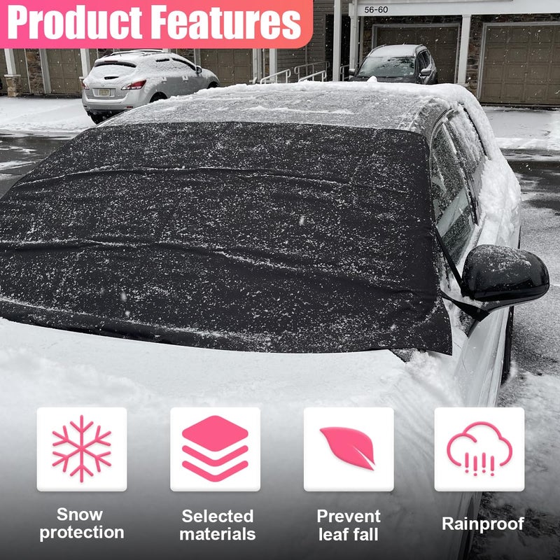 UHANBUT Car Front Windshield Snow Ice Cover, Oxford Waterproof Auto Sun Shade, 74'' Ã— 66'' Vehicle Windproof Protect Cover, Winter Frost Automotive Exterior Accessories for SUV, Sedan, Truck (Front) - Image 3
