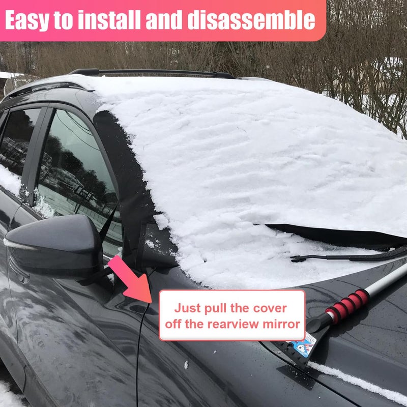 UHANBUT Car Front Windshield Snow Ice Cover, Oxford Waterproof Auto Sun Shade, 74'' Ã— 66'' Vehicle Windproof Protect Cover, Winter Frost Automotive Exterior Accessories for SUV, Sedan, Truck (Front) - Image 5