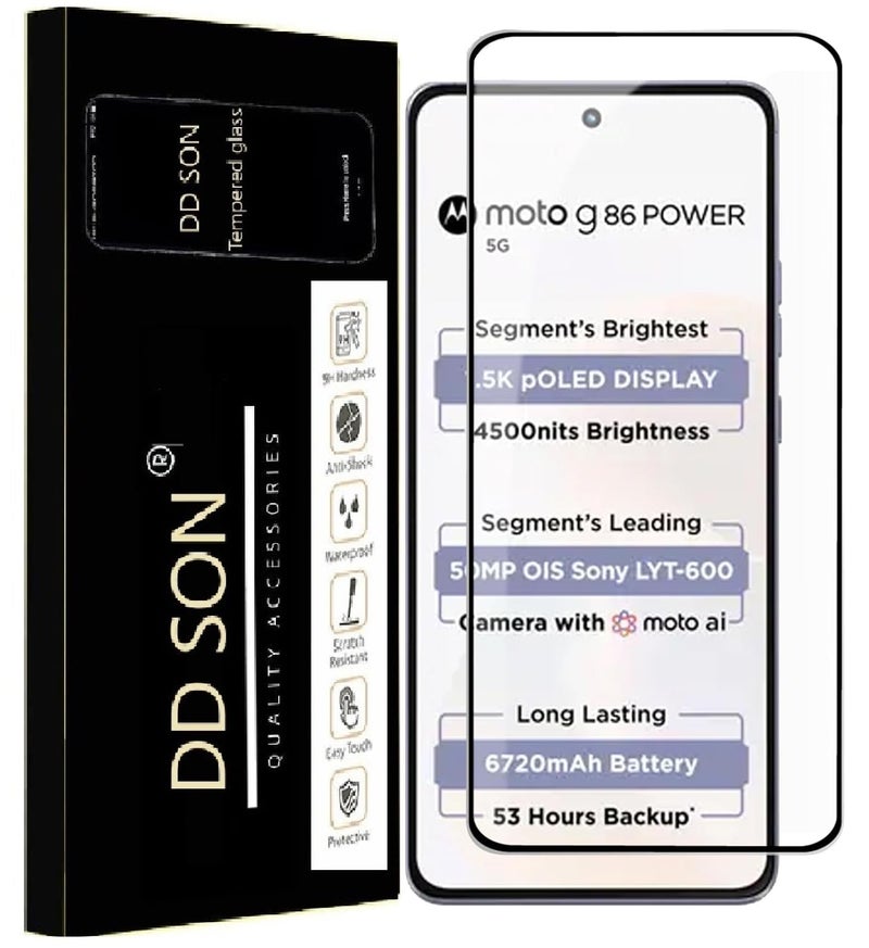 DD SON Tempered Glass Screen Protector Compatible for Motorola G86 Power 5G with Edge to Edge Coverage and Easy Installation Kit, Pack of 1, Black - Image 4