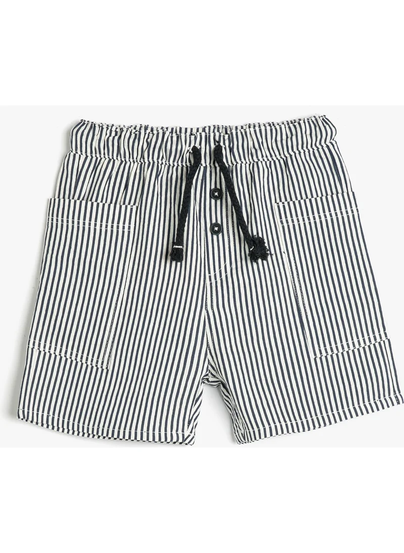 كوتون Cotton Shorts Tie Waist Elastic Pocket Cotton