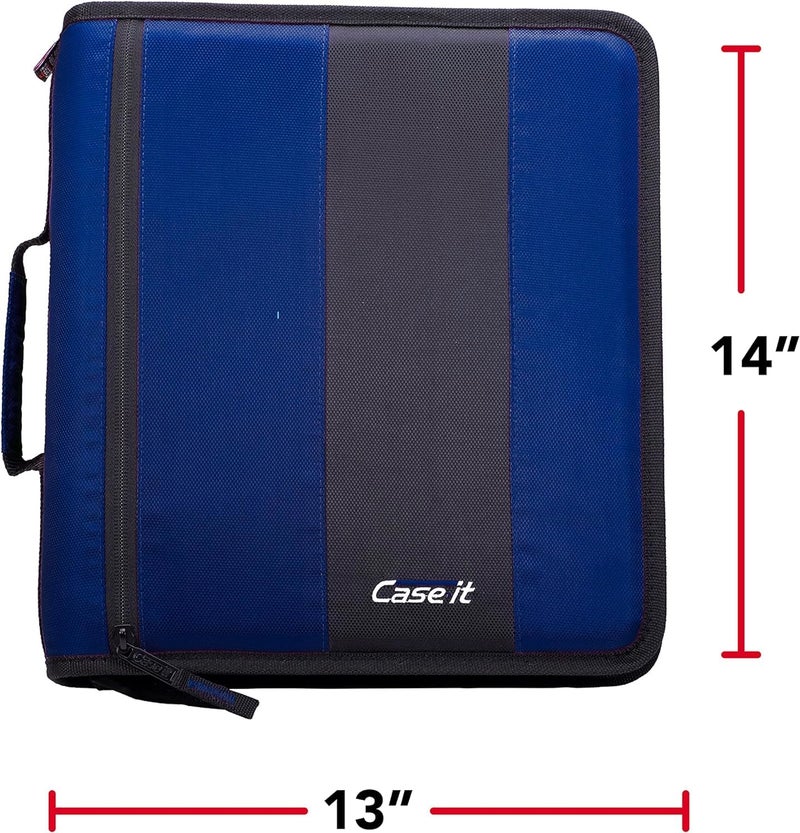 Case it Case-It The Classic Zipper Binder - 2 Inch O-Rings - Multiple Pockets - 350 Sheet Capacity - Comes with Shoulder Strap - Midnight Blue D-251 - Image 3
