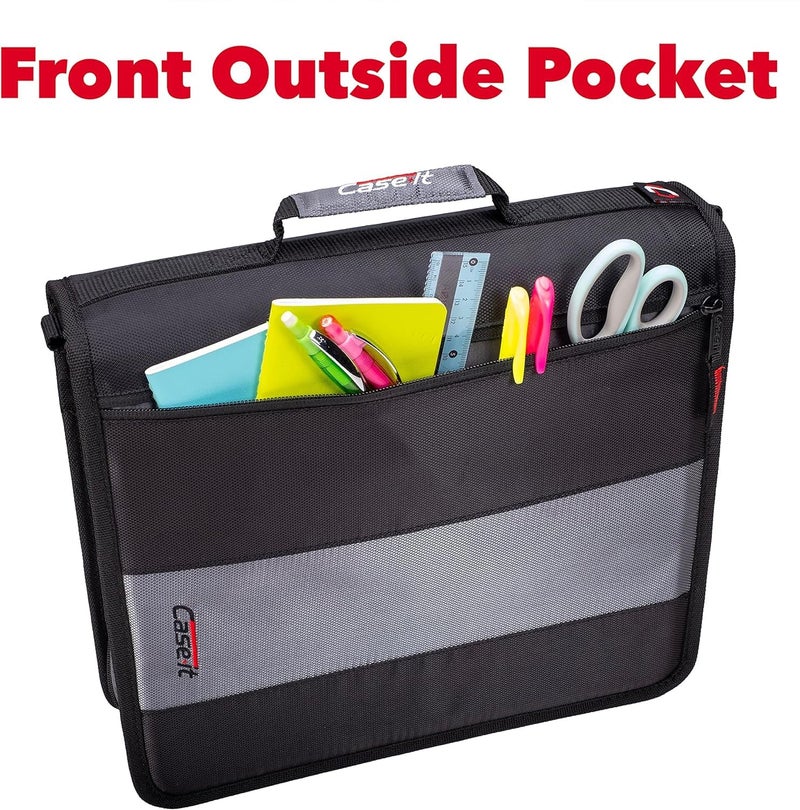 Case it Case-It The Classic Zipper Binder - 2 Inch O-Rings - Multiple Pockets - 350 Sheet Capacity - Comes with Shoulder Strap - Midnight Blue D-251 - Image 2