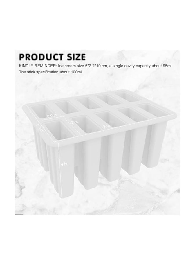 Homemade Popsicle Molds Shapes, 10PCS Silicone Ice Pop Maker Non-BPA, with 50 Sticks, 50 Bags, 10 Reusable Sticks, Funnel, Brush and Ice Pop Recipes - Image 3