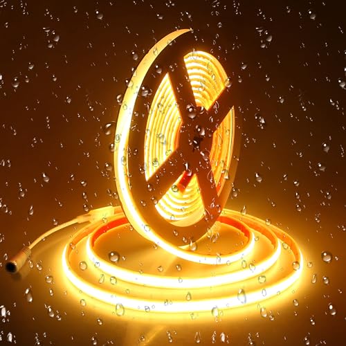 ALITOVE 24V Warm White COB LED Strip 3000K Waterproof IP68 Bright LED Rope Lights Outdoor 16.4ft CRI>90 1200LEDs for Bedroom Home Garden Patio Lighting(Power Supply Needs to be Purchased Separately) - Image 1