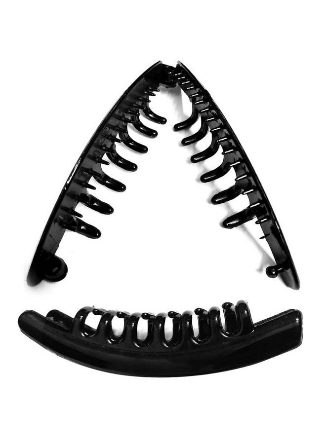 BIRDWARE - BIRDWARE 4 Pc Banana Pins For Hair Clips For Women And Girls Hairstyles Black Glossy Finish Self Lock Hair Clutchers - Image 1