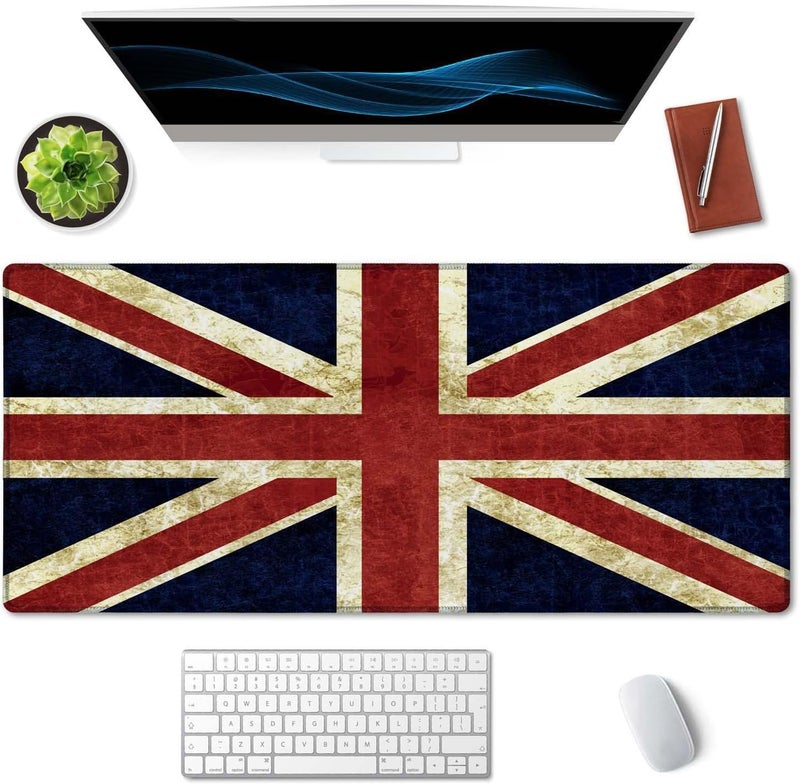 SSOIU Extended Gaming Mouse Pad (35.5x15.7 in), Large Non-Slip Rubber Base Mousepad with Stitched Edges, Waterproof Keyboard Mouse Mat Desk Pad for Work, Game, Office, Home - Flag of England - Image 3