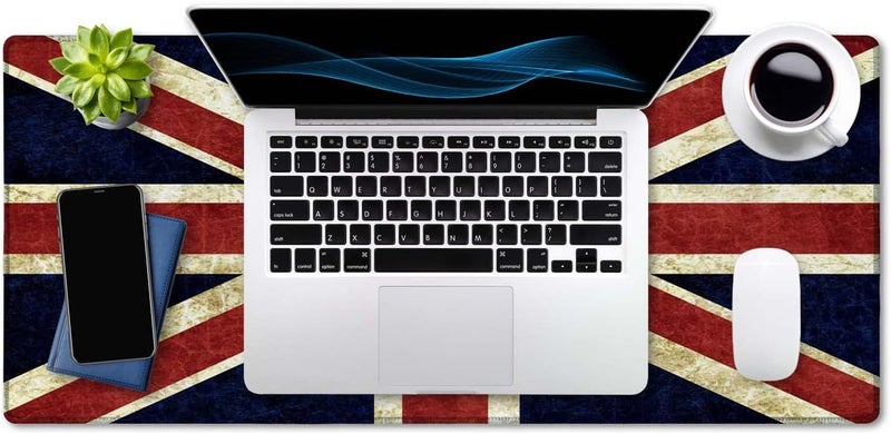 SSOIU Extended Gaming Mouse Pad (35.5x15.7 in), Large Non-Slip Rubber Base Mousepad with Stitched Edges, Waterproof Keyboard Mouse Mat Desk Pad for Work, Game, Office, Home - Flag of England - Image 4