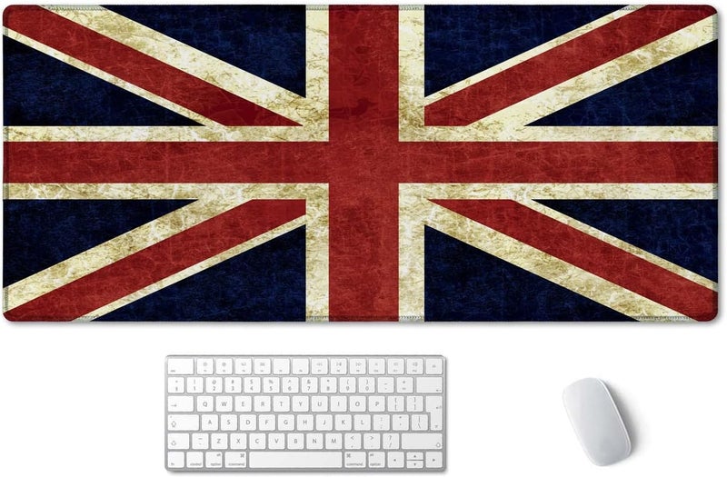 SSOIU Extended Gaming Mouse Pad (35.5x15.7 in), Large Non-Slip Rubber Base Mousepad with Stitched Edges, Waterproof Keyboard Mouse Mat Desk Pad for Work, Game, Office, Home - Flag of England - Image 1