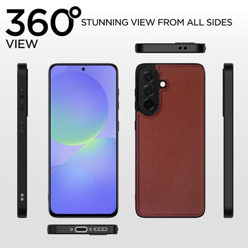 Casotec Back Cover | Premium PU Leather | Full Camera Protection, Raised Edges, Soft-Touch Finish | Slim & Durable Protective Cover for Samsung Galaxy A36 5G (Brown) - Image 3