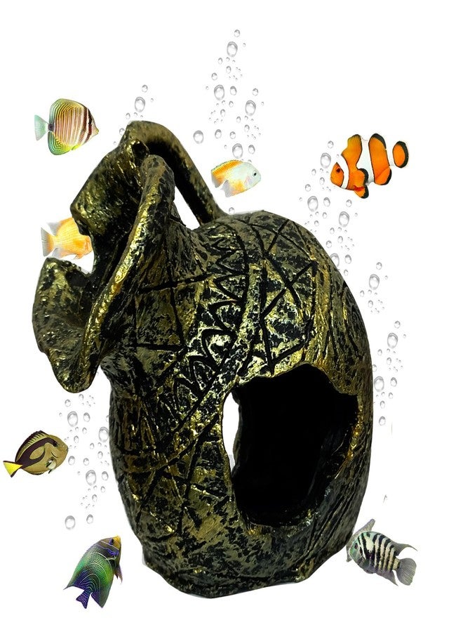 Smiling Pets Aquarium Decorations - Fish Tank cave Decorative Accessories Resin Classical Broken Pot Spacious Hiding Place for Betta Fish, Shrimp, Cichlid - Image 3