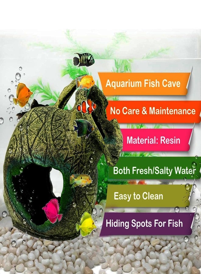 Smiling Pets Aquarium Decorations - Fish Tank cave Decorative Accessories Resin Classical Broken Pot Spacious Hiding Place for Betta Fish, Shrimp, Cichlid - Image 2