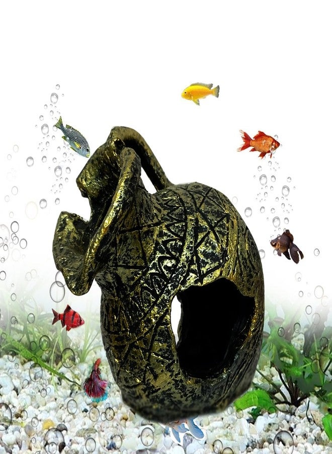 Smiling Pets Aquarium Decorations - Fish Tank cave Decorative Accessories Resin Classical Broken Pot Spacious Hiding Place for Betta Fish, Shrimp, Cichlid - Image 1