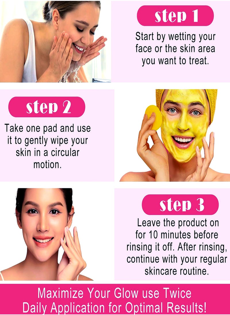 ALIVER - 60 Pcs Kojic Acid & Turmeric Cleansing Pads 60 PCS For Dark Spots Turmeric Kojic Acid Cleansing Pads Helps Balance Skin Oil and Water Fade Spot Remove Excess Keratin Clean Oil Refines Pores Turmeric Cleansing Pads - Image 1