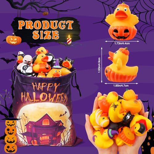 ANGGIKO 48 Pcs Halloween Rubber Ducks in Bulk with Bag Halloween Goodie Bags Fillers Stuffers Ducks for Jeeps Ducking Bath Toys Halloween Party Favors Supplies Birthday Gifts Classroom Prizes for Kids - Image 5