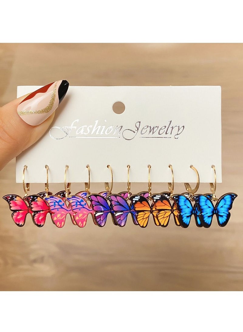 M MIAOYAN - M MIAOYAN Alloy Love Pearl Lock Butterfly Mushroom Lock Earbuckle Personalized Earrings Stud Set - Image 1