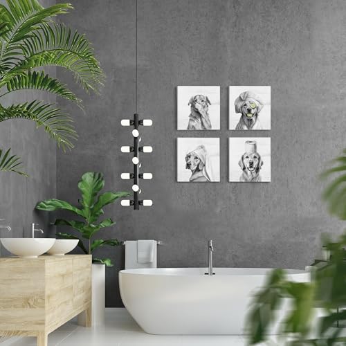 LUKIPOM Funny Golden Retriever Bathroom Wall Art Canvas Prints 8x8Inch Framed Set of 4, Funny Golden Retriever Dog Wall Wall Art Posters for Bathroom Washroom Restroom Decor - Image 3