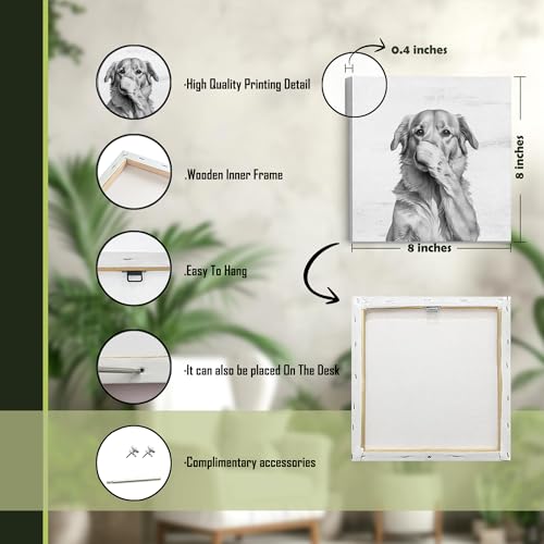 LUKIPOM Funny Golden Retriever Bathroom Wall Art Canvas Prints 8x8Inch Framed Set of 4, Funny Golden Retriever Dog Wall Wall Art Posters for Bathroom Washroom Restroom Decor - Image 2