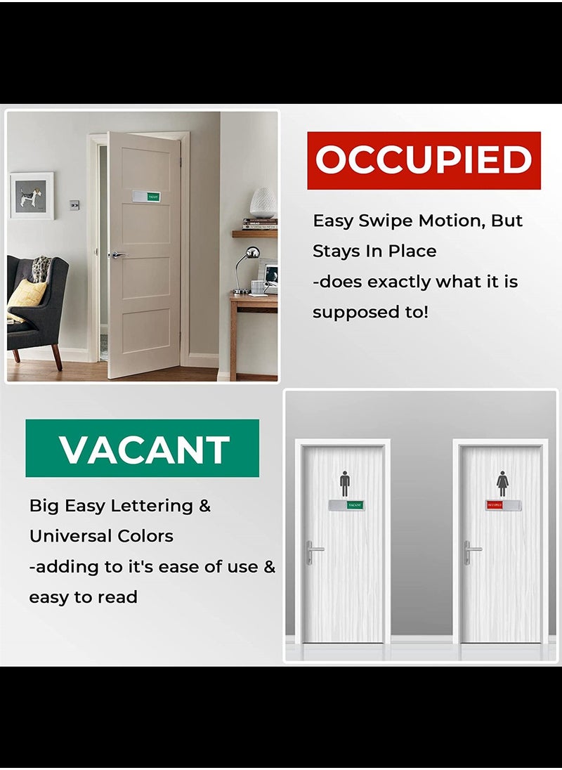 Generic Privacy Sign - Vacant Occupied Sign for Home Bathroom Office Restroom Conference Hotel Hospital, Silver  - Image 2