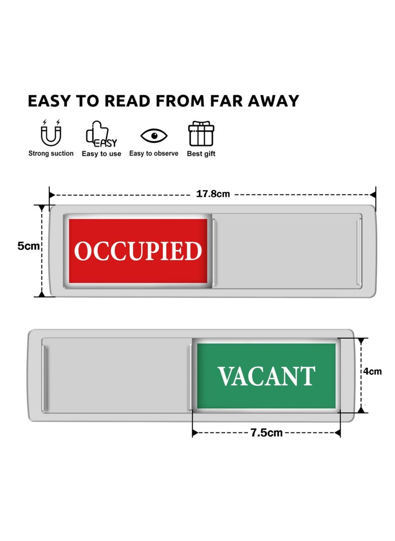 Generic Privacy Sign - Vacant Occupied Sign for Home Bathroom Office Restroom Conference Hotel Hospital, Silver  - Image 3
