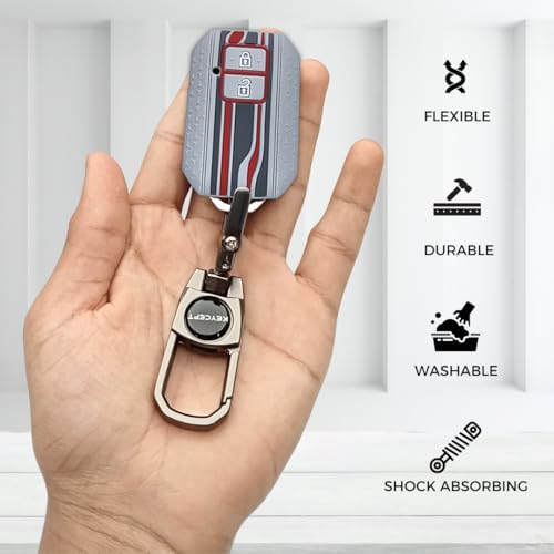 KEYCEPT Tristar Key Cover for Suzuki Swift, Dzire, Ertiga, Grand Vitara, Brezza, Fronx, Jimny, Ignis, Urban Cruiser, Rumion, Hyryder, E-Vitara 2 Button Smart Key with Keychain. (Type 2, Grey) - Image 5