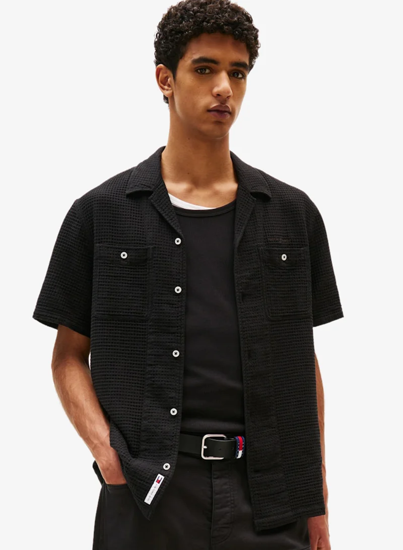 TOMMY JEANS Waffle Regular Fit Camp Shirt