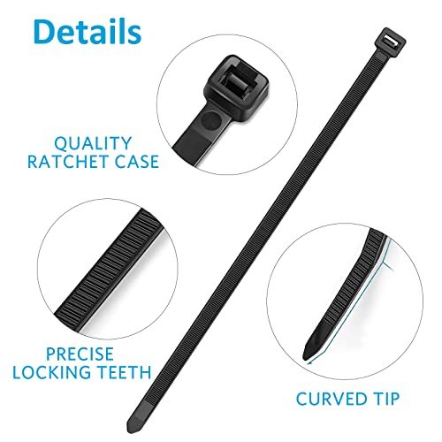TANTTI Zip Ties 12 inch, Black Zip Ties 100 pack, 40lb, Cable Ties, Self-locking Wire ties for indoor and outdoor use, by Tantti - Image 3