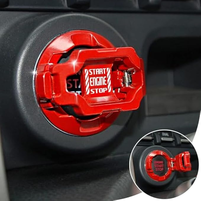Langthering Push Start Button Cover Car Engine Start Stop Button Cover Protector Cool Car Accessories Interior Decor Sticker Motorcycle Key Ignition Switch Style 1 - Image 1