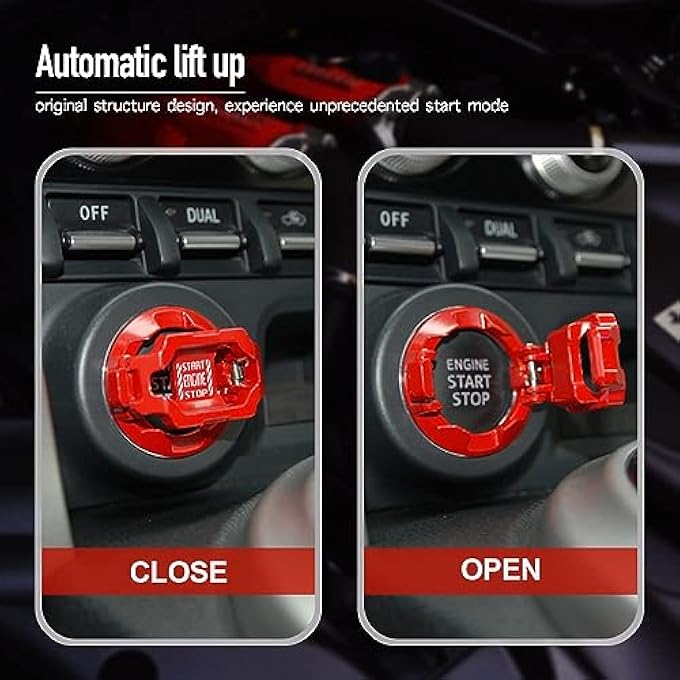 Langthering Push Start Button Cover Car Engine Start Stop Button Cover Protector Cool Car Accessories Interior Decor Sticker Motorcycle Key Ignition Switch Style 1 - Image 3