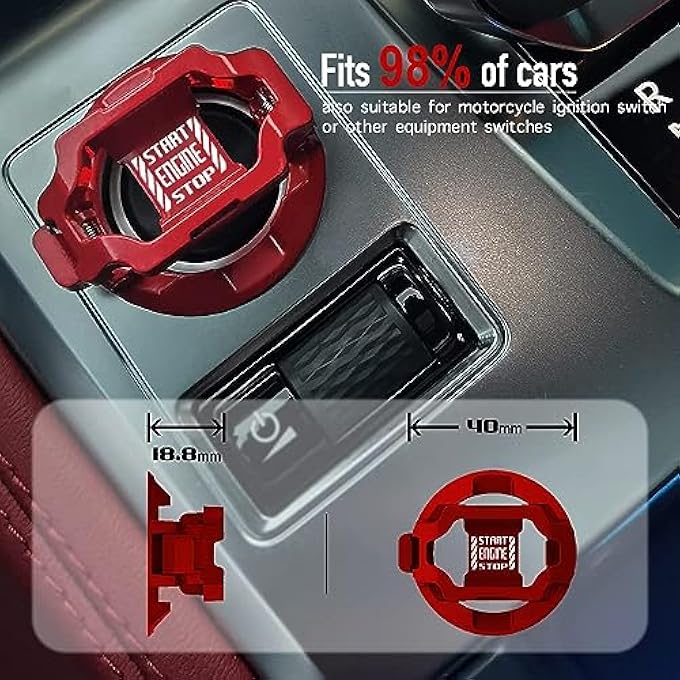 Langthering Push Start Button Cover Car Engine Start Stop Button Cover Protector Cool Car Accessories Interior Decor Sticker Motorcycle Key Ignition Switch Style 1 - Image 4