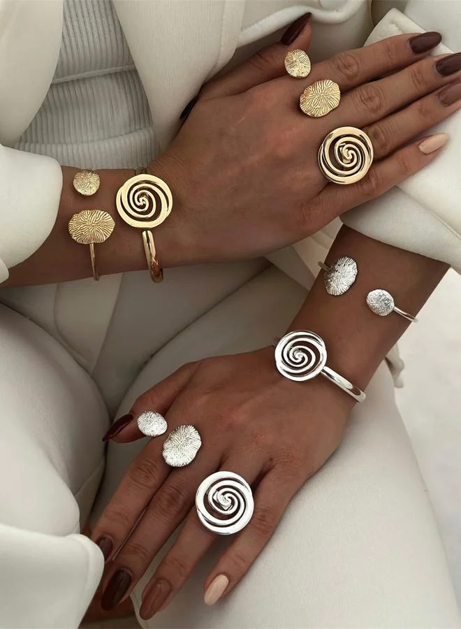 تايك تو مجموعة من 2 - سوار مفتوح دائري وخاتم