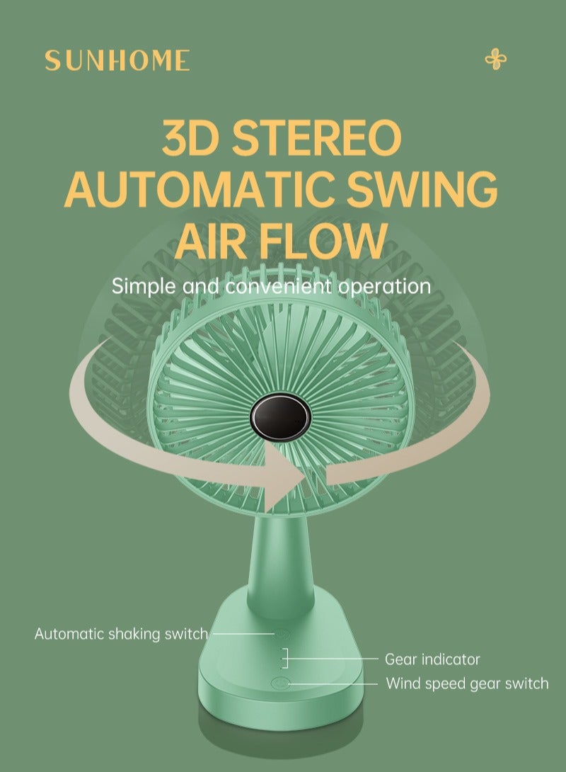 صن هوم 3 سرعات مروحة سطح مكتب صغيرة قابلة للتعديل 9 وات HH-195 أخضر - Image 2