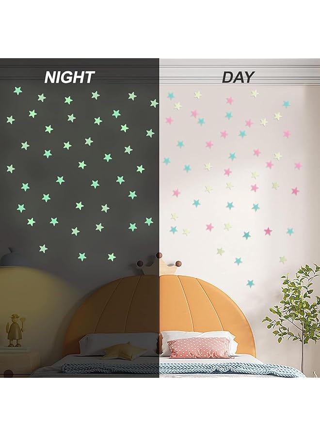 erorex 200Pcs 3D Stars Stickers Glow In Dark Star Stickers Luminous Fluorescent Plastic Wall Sticker Glow Stickers For Ceiling Wall Home Decor Decal Wallpaper Decorative - Image 5