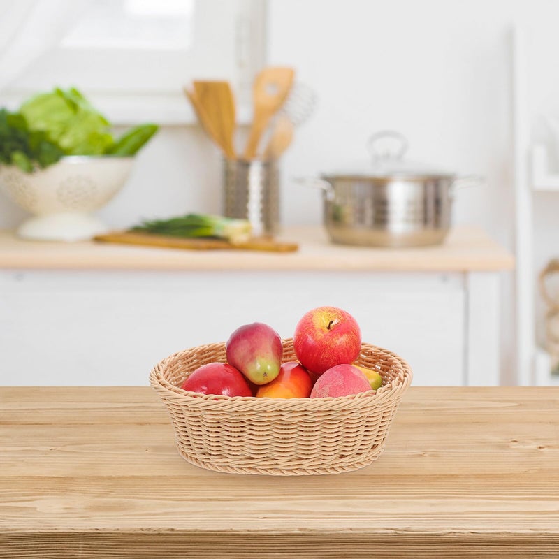 Medium Oval Woven Bread Fruit Basket 29x21x9 5cm Imitation Rattan Kitchen Countertop Organizer - Image 5