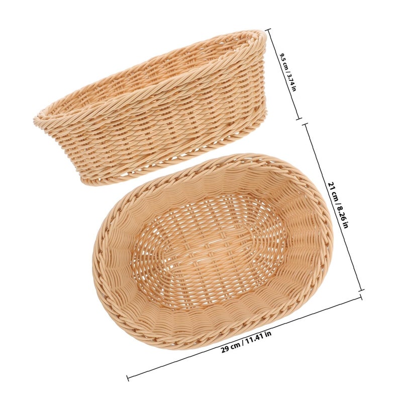 Medium Oval Woven Bread Fruit Basket 29x21x9 5cm Imitation Rattan Kitchen Countertop Organizer - Image 3