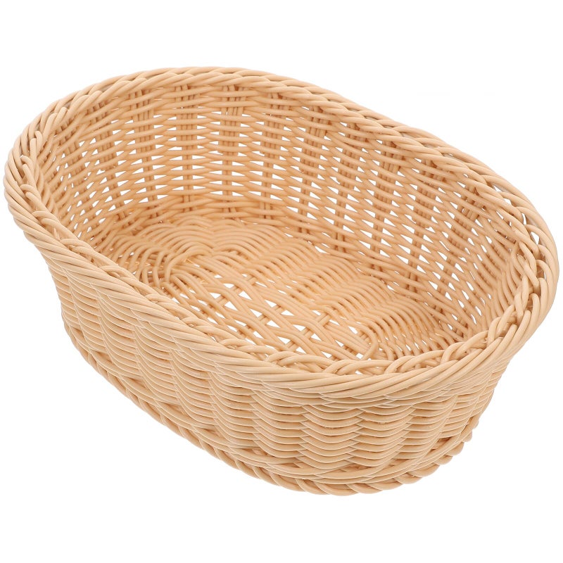 Medium Oval Woven Bread Fruit Basket 29x21x9 5cm Imitation Rattan Kitchen Countertop Organizer - Image 2