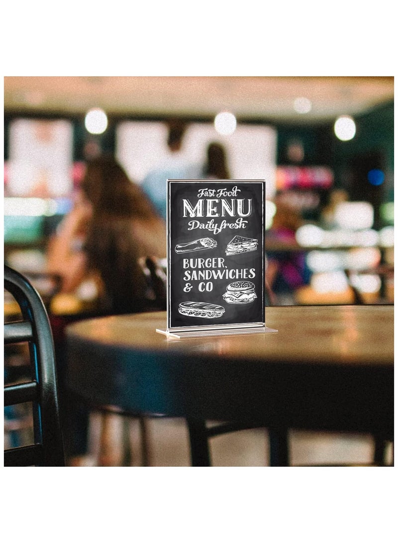 Slasa SLASA Acrylic Sign Holder 5x7 inches – Double Sided Clear Table Top Display Stand, Plastic Menu & Paper Sign Frame for Office, Store, Restaurant (12 Pack) - Image 2